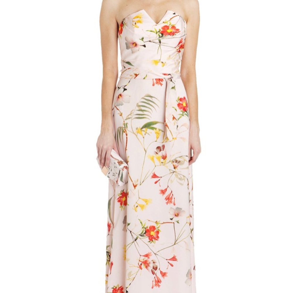 Ted Baker Botanical Bloom Silk Maxi Dress NWT